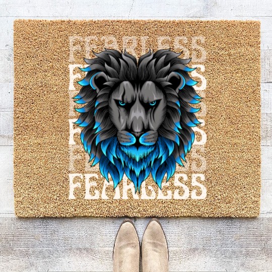 Black Blue Illustrative Fearless Coir Doormats