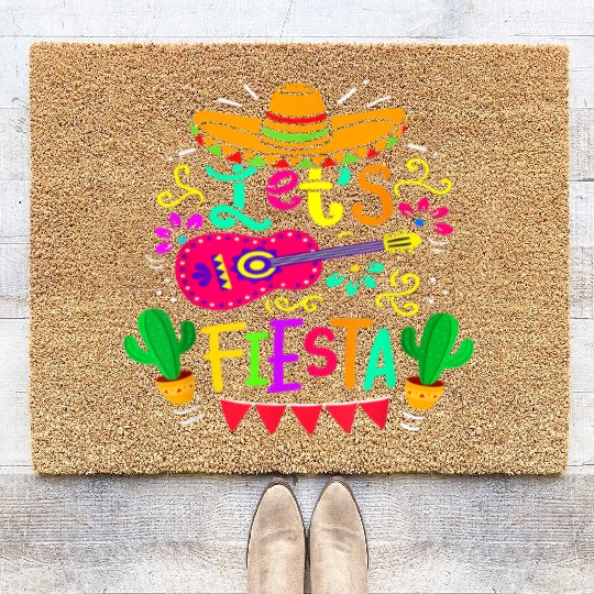Let's Fiesta Cinco De Mayo Mexican Party Guitar Lo Coir Doormats