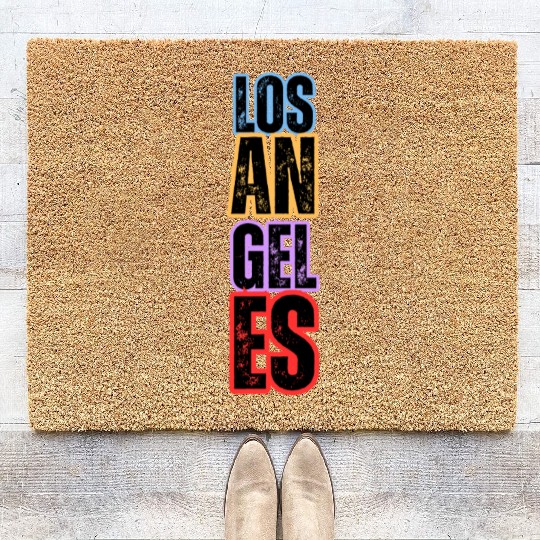 Los Angeles City Colorful Grunge Text Coir Doormats