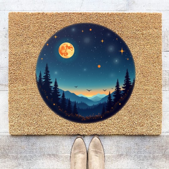 Starry Night Mountain Coir Doormats