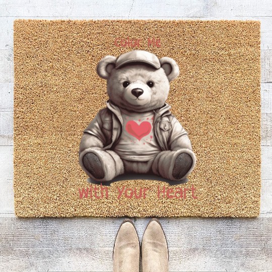 teddy bear - color me with your heart Coir Doormats