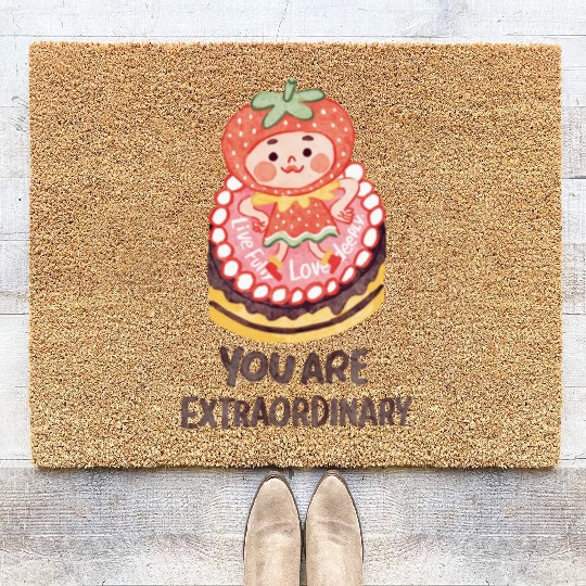 Dancing Strawberry | You Are Extraordinary Coir Doormats