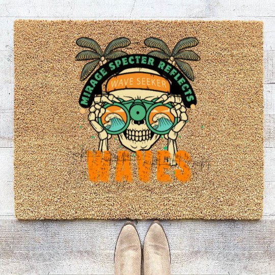 Skull Surf Graphic Coir Doormats – Vintage Ocean Vibes & Edg