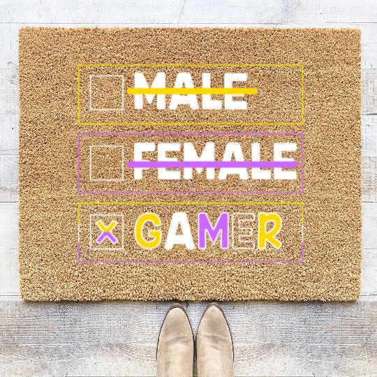 Gender Pronouns Male Female Gamer Coir Doormats