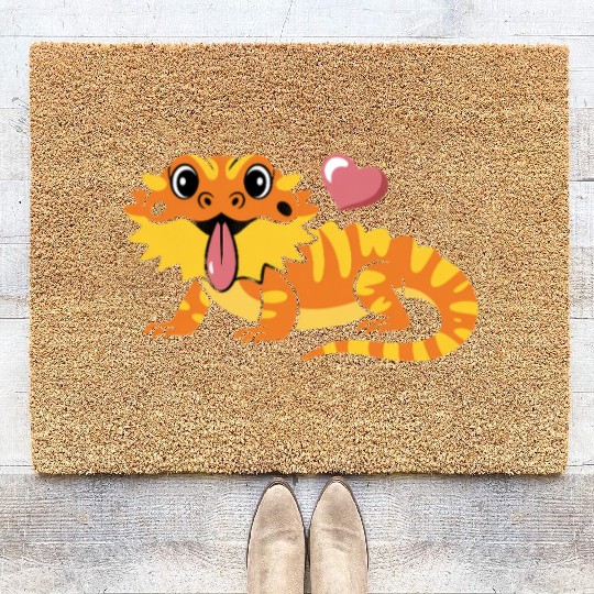 Kawaii Cartoon Reptile Pogona Herpetology Bearded Coir Doormats
