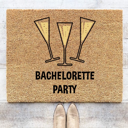Bachelorette Party (Sparkling Wine Funnel Shut 2C) Coir Doormats