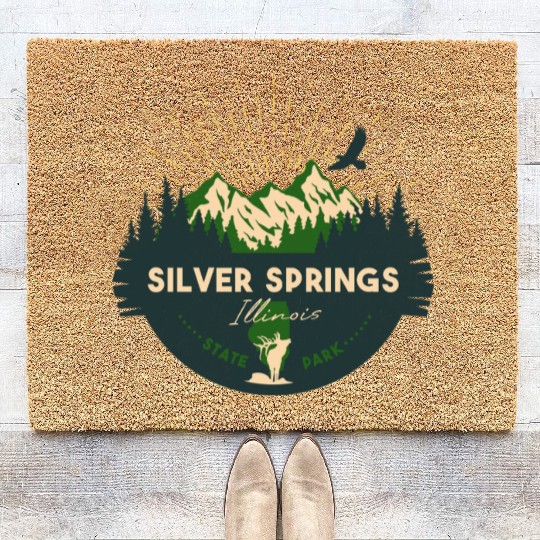 Silver Springs Illinois IL State Park Retro Camp Coir Doormats