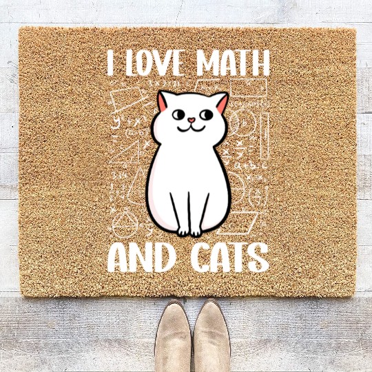 I love math and cats For mathematician math geek Coir Doormats
