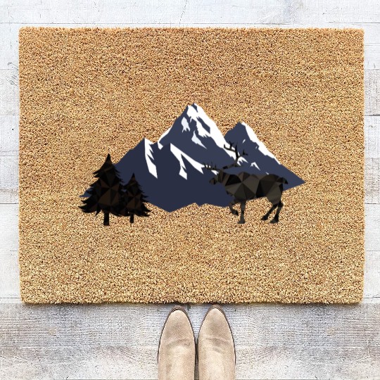 Geometric Wilderness — Crystal Deer Coir Doormats