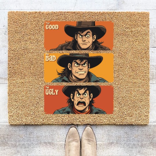 The Good The Bad The Ugly Cowboy Art Coir Doormats