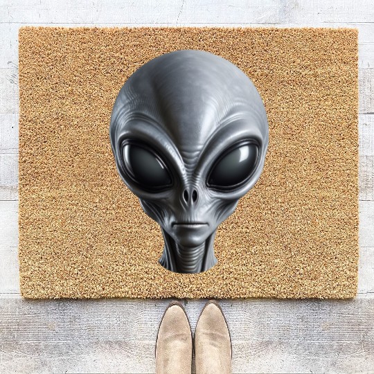 Real Small Grey Alien Extraterrestrial Coir Doormats