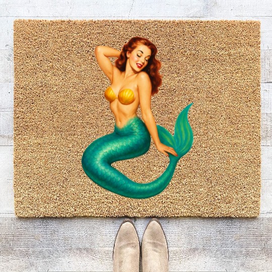 Classic Vintage Mermaid Pinup Coir Doormats