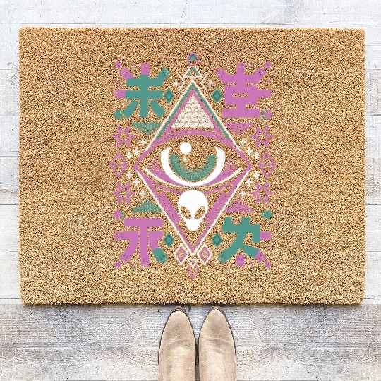Mystic Alien Eye Symbol with Geometric Stars and Coir Doormats