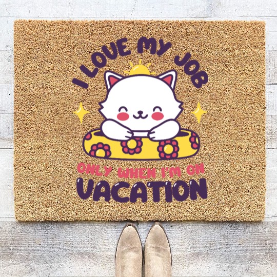 I Love My Job - Funny Cat Vacation Coir Doormats