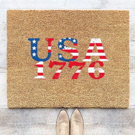 USA Established 1776 Stars Red White Blue Coir Doormats