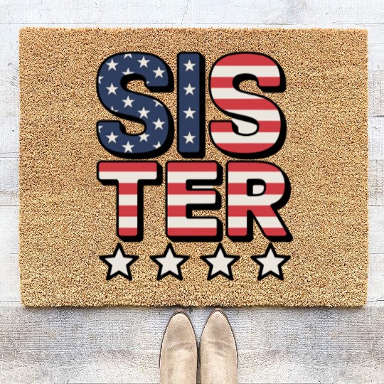 Sister American Flag Stars and Stripes Design Coir Doormats