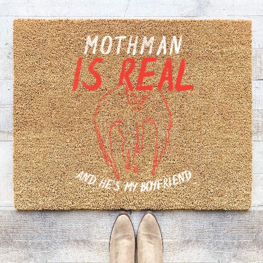 Mothman Is My Boyfriend For Cryptid Lover Coir Doormats