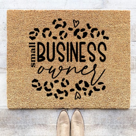 Proud Small Business Owner Leopard Heart Coir Doormats