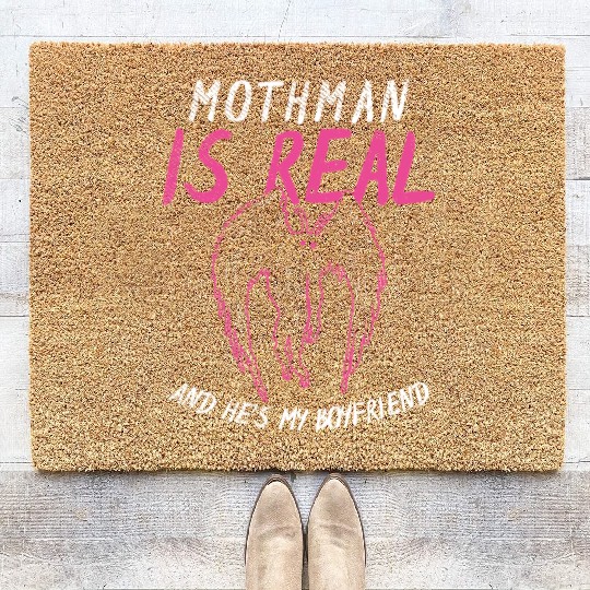 Mothman Is My Boyfriend For Cryptid Lover Coir Doormats