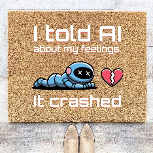 Cute & Nerdy Robot – I Told My AI About Feelings Coir Doormats