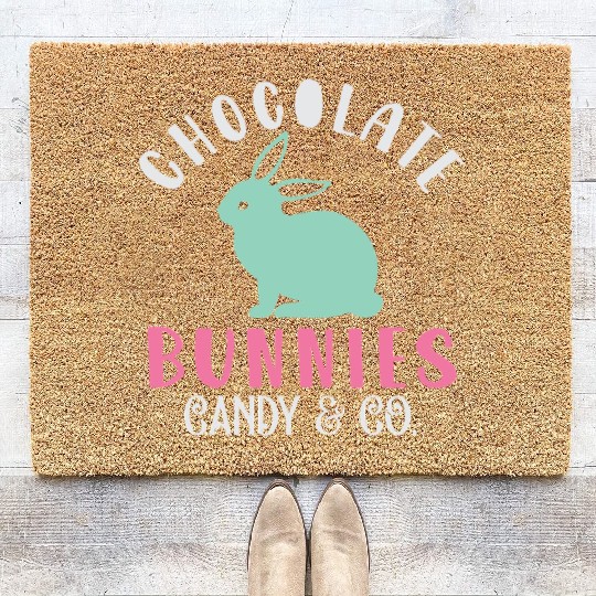 Chocolate Bunnies Candy & Co Happy Easter Holiday Coir Doormats