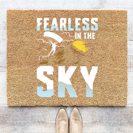 Fearless in the Sky Paragliding Enthusiast Design Coir Doormats