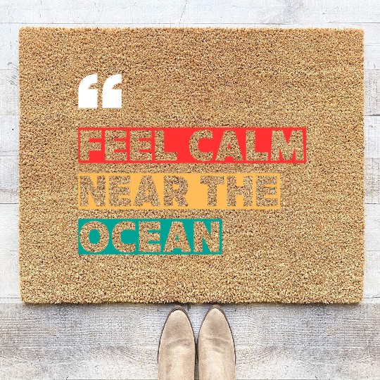 Feel Calm Near the Ocean – Minimal Beach Vibes Coir Doormats