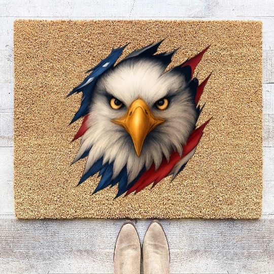 Fierce American Eagle Ripped Design Coir Doormats