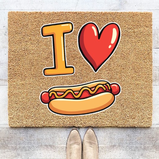 I Love Hotdogs - Fast Food Snack Fun Coir Doormats