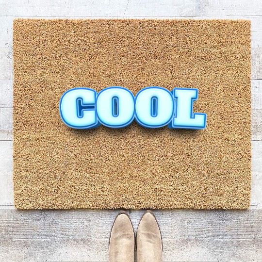 COOL Ice Blue Bold Text Coir Doormats