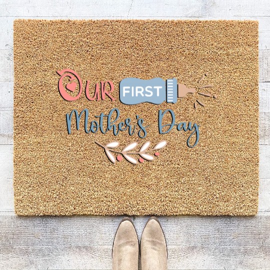 Our First Mother’s Day – Baby Bottle & Leaf Art Coir Doormats