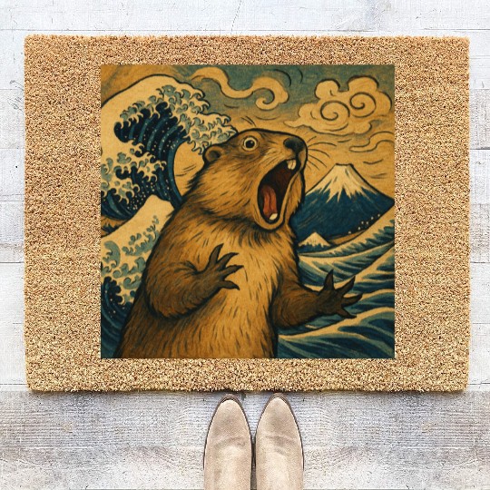 The Great Scream off Kanagawa – Marmot Overboard Coir Doormats