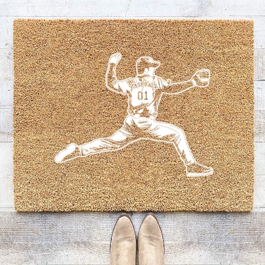Baseball Pitcher Coir Doormats