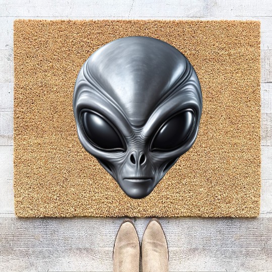 Small Grey Alien Extraterrestrial ET Being Coir Doormats