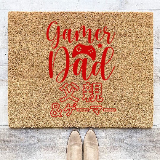 Gamer Dad Script Red Coir Doormats