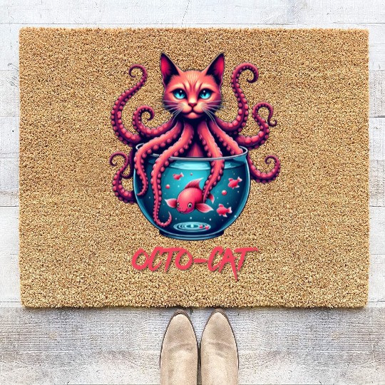 Octo-Cat Creepy Cute Hybrid Monster Design Coir Doormats