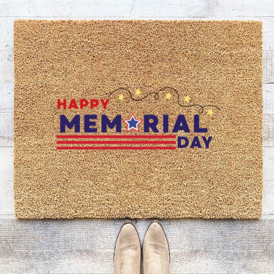 Happy Memorial Day – USA Star & Stripes Design Coir Doormats