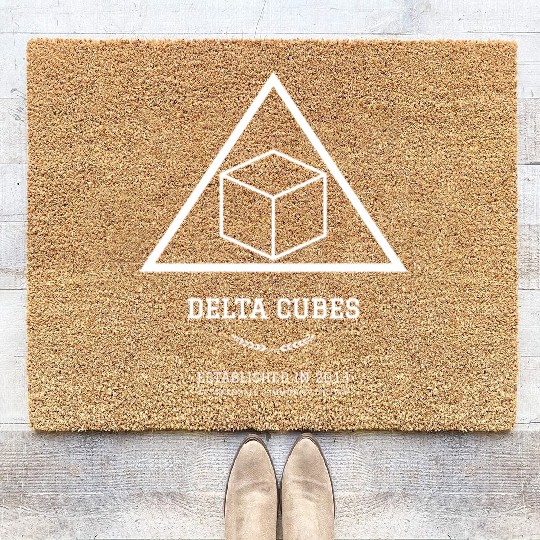 DELTA CUBES (white lettering) Coir Doormats