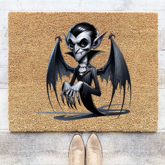 Elegant Vampire Spirit – Creepy Bat-Winged Phantom Coir Doormats