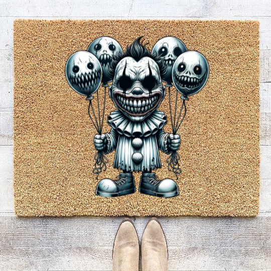 Balloon Horror Clown – Creepy Carnival Nightmare Coir Doormats