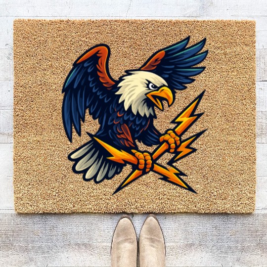 Bald Eagle with Lightning Bolts Coir Doormats Design