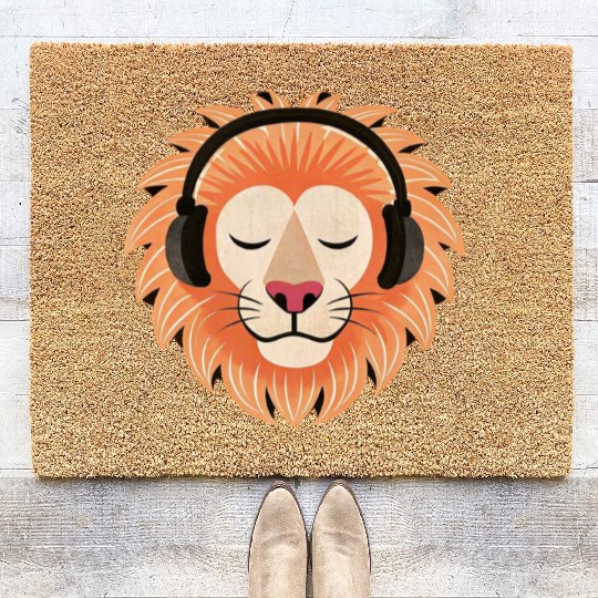 Bass the Vinyl Lion Coir Doormats
