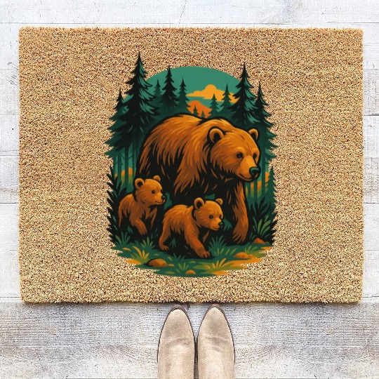 Mama Bear and Cubs Forest Coir Doormats – Bold Wildlife