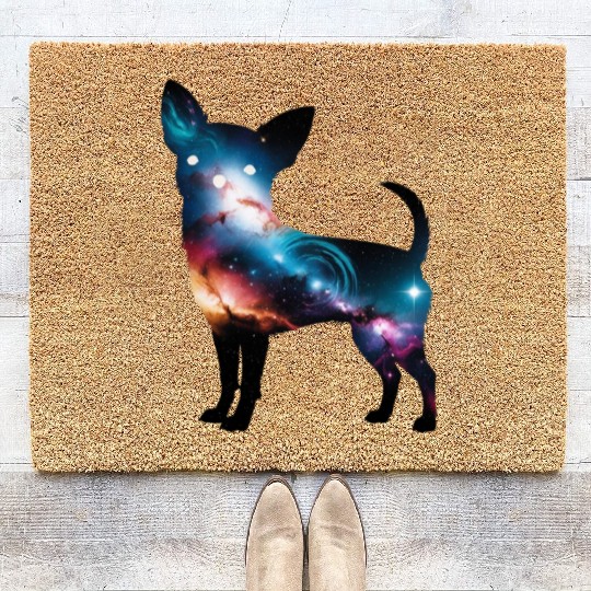 Galaxy Chihuahua Silhouette Coir Doormats