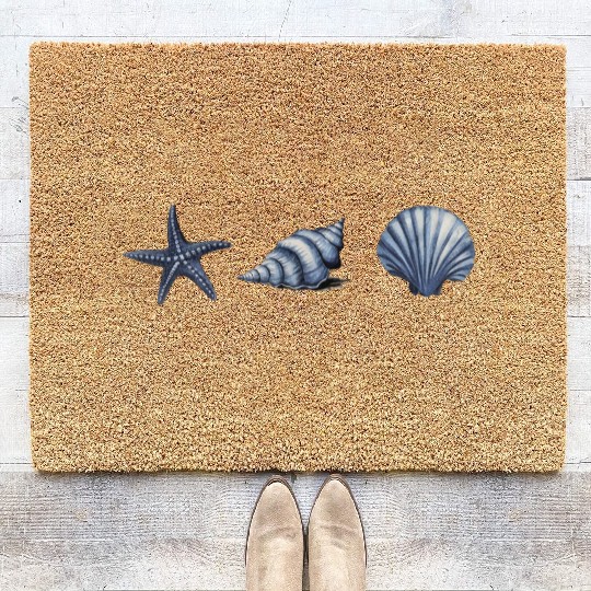 Cute Sea Creatures starfish Ocean Watercolor Coir Doormats