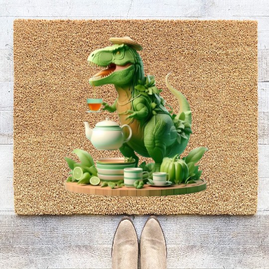 Coir Doormats Tea Rex - Thé mignon et amusant Sticker