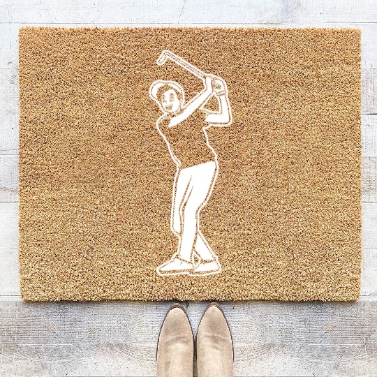Golf Player Boy Coir Doormats