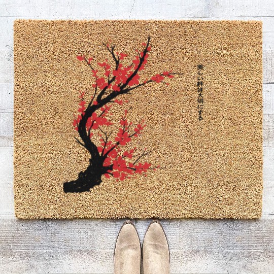Cherry Blossom Tree – Japanese Sakura Minimalist I Coir Doormats