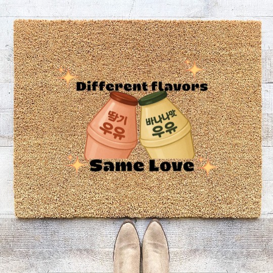 Cute Korean Strawberry and Banana Milk Design Coir Doormats