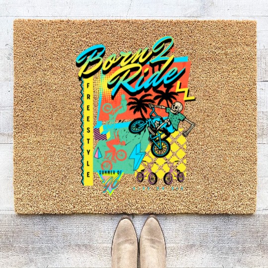 Born 2 Ride - freestyle Bike 90s Retro Design Coir Doormats
